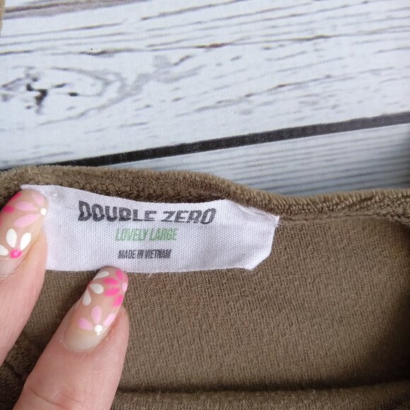 Double Zero Fairycore Whimsy Festival Green Crushed Velvet Crop Top Size L - Picture 2 of 4